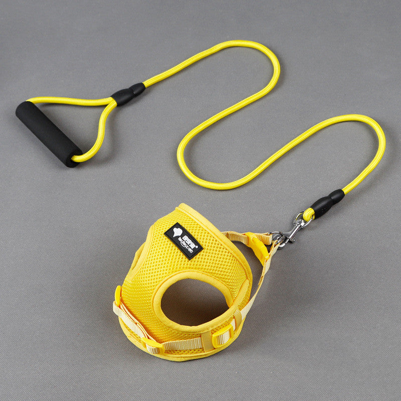 Set de arnés y correa para perros pequeños en color amarillo