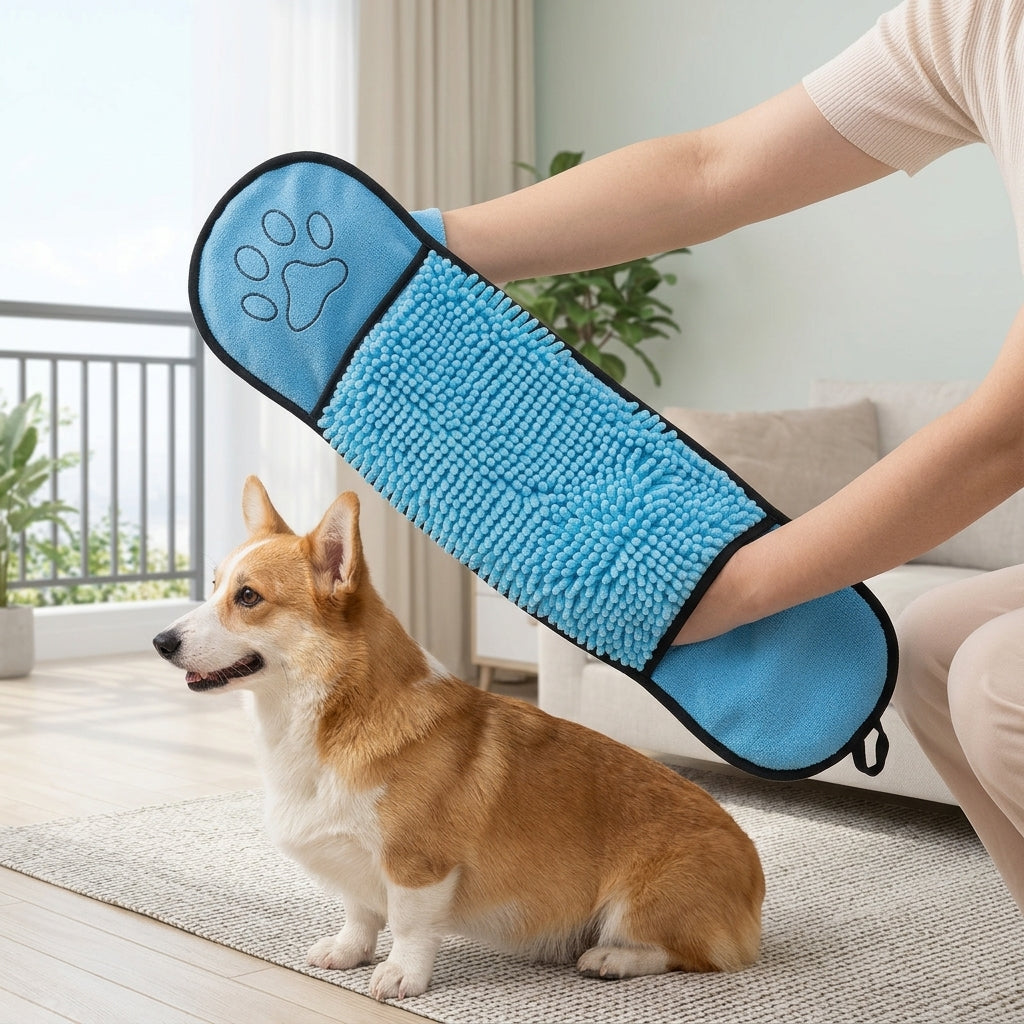 Toalla de Secado Rápido para Perros y Gatos — Microfibra Súper Absorbente