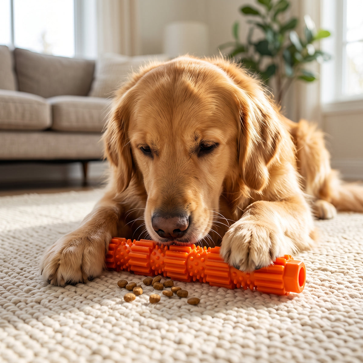 Palo Masticable de Caucho con Dispensador de Premios para Perros