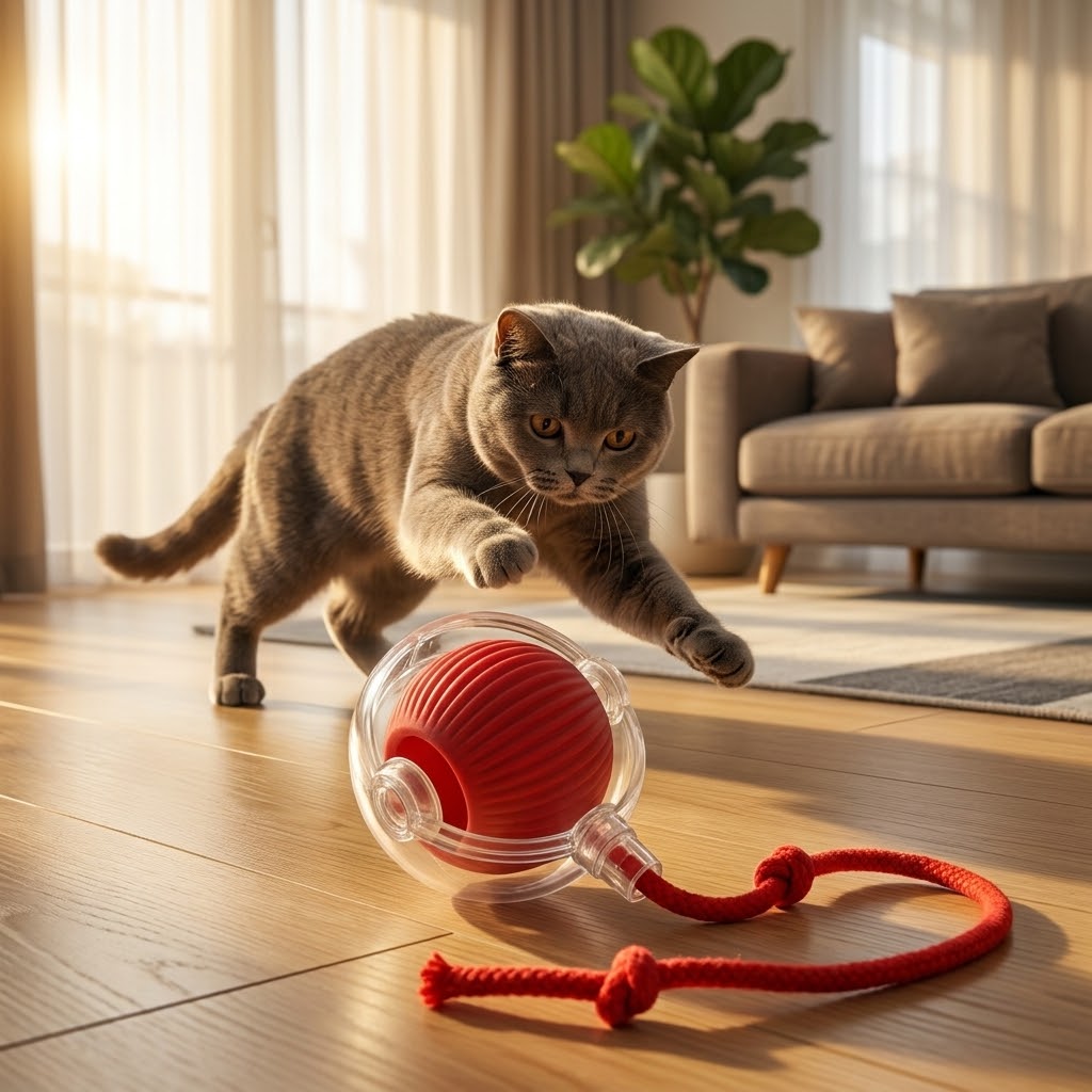 Pelota Interactiva Automática para Gatos y Perros — Velocidad Ajustable