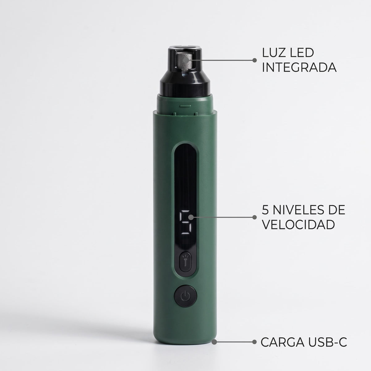 Amoladora de Uñas para Perros y Gatos con Luz LED — 5 Velocidades