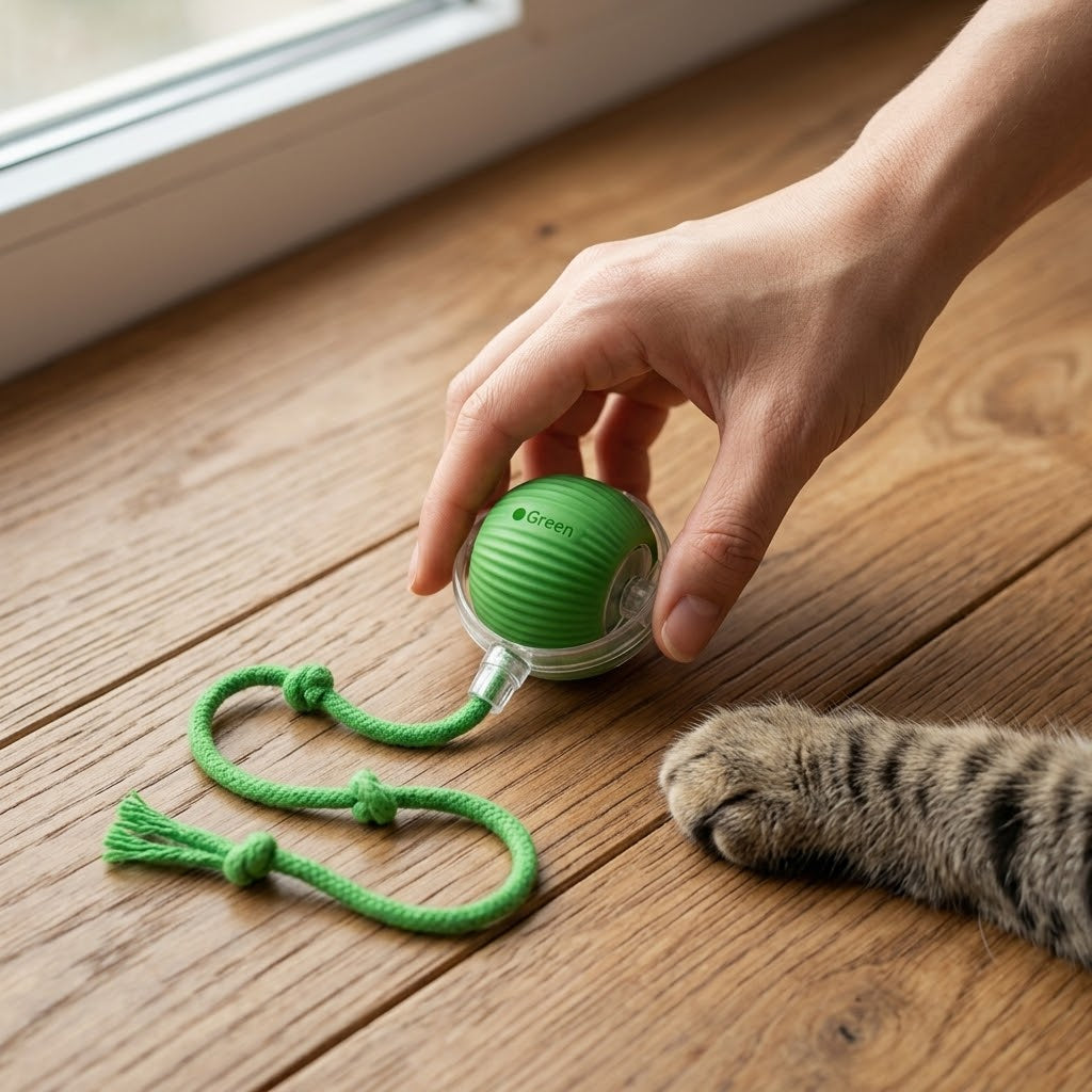Pelota Interactiva Automática para Gatos y Perros — Velocidad Ajustable