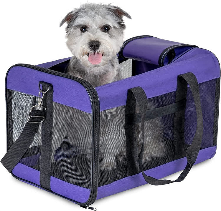 Bolso transportador para mascotas color morado