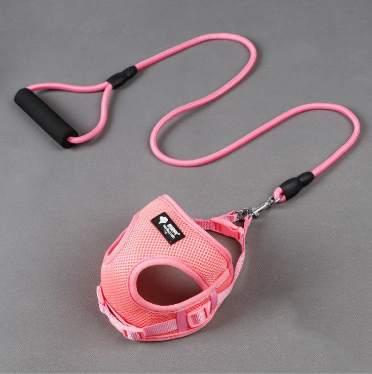 Set de arnés y correa para perros pequeños en color rosa