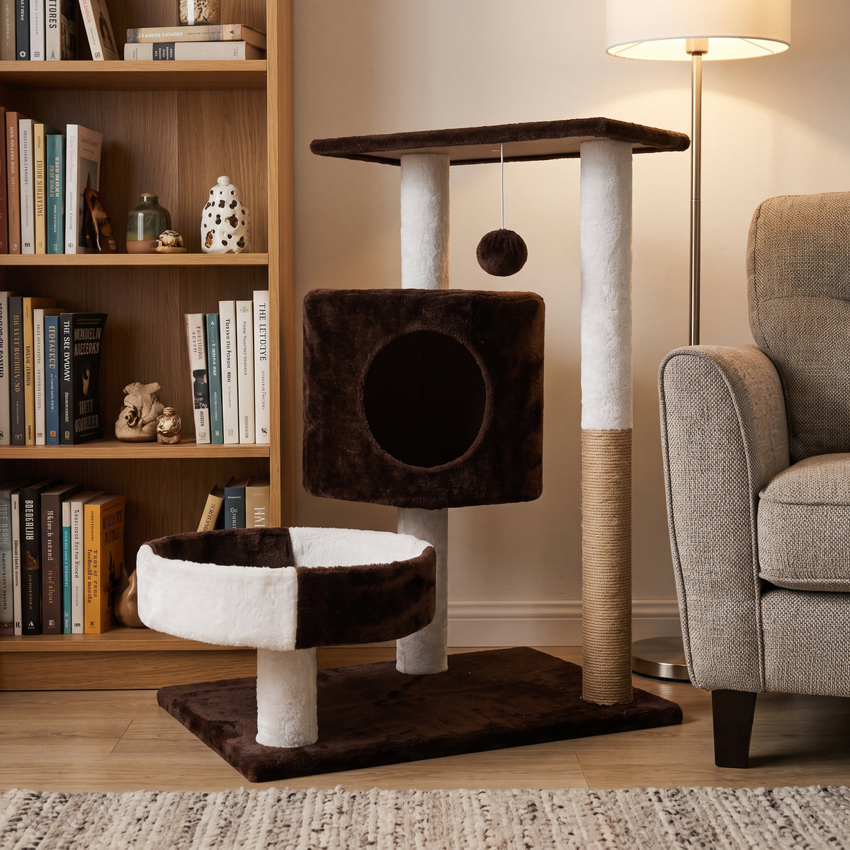 Árbol Rascador para Gatos con Nido de Peluche