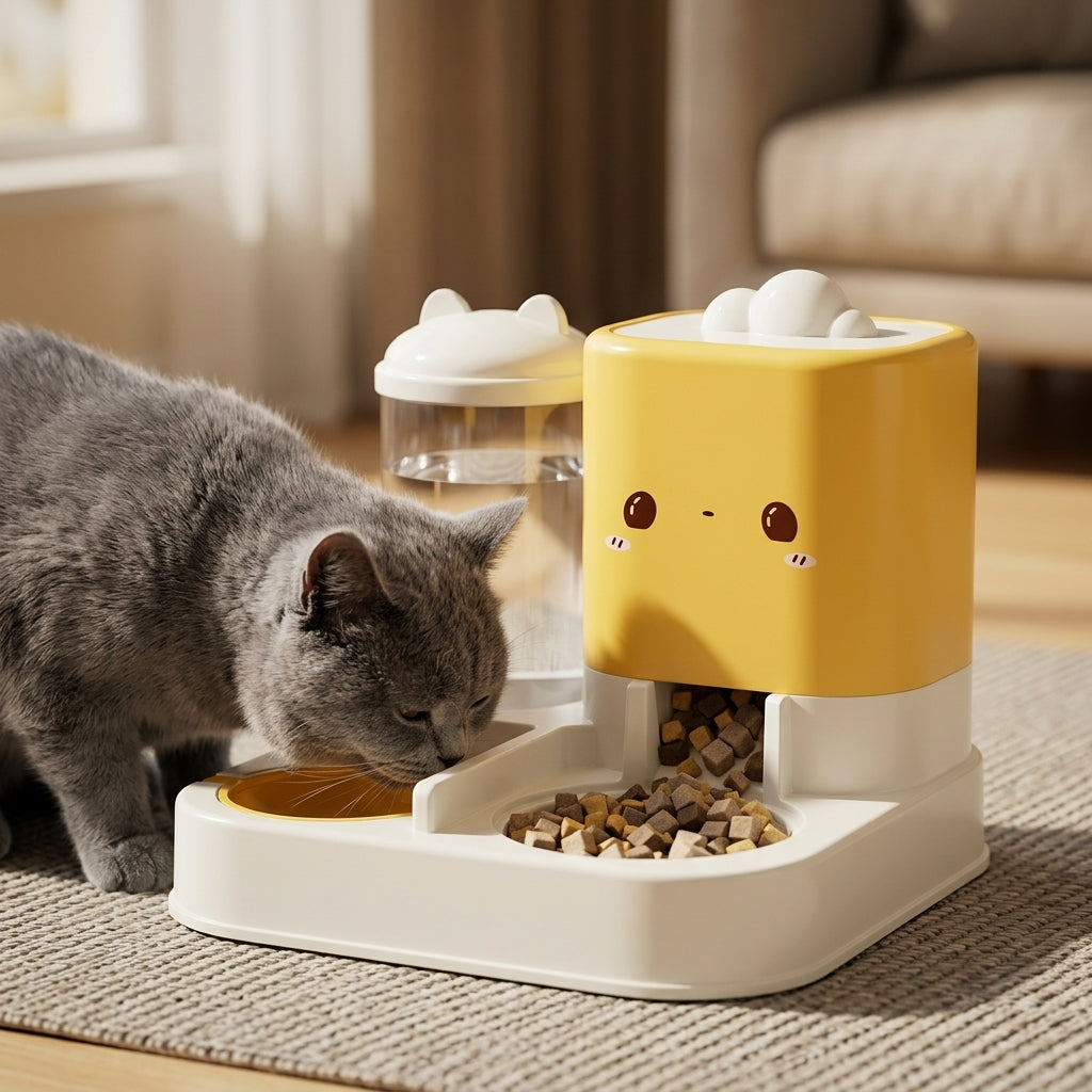 Bebedero y Comedero para Gatos 2 en 1 — Gran Capacidad de 3,7 L