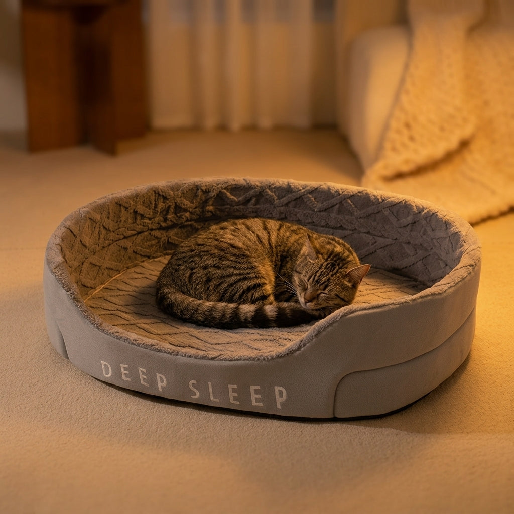 Cama Acolchada para Gatos y Perros — Funda Extraíble y Lavable