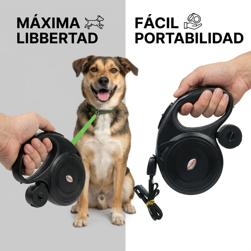 Correa Retráctil para Perros — 5 m Plana u 8 m Redonda, con Freno