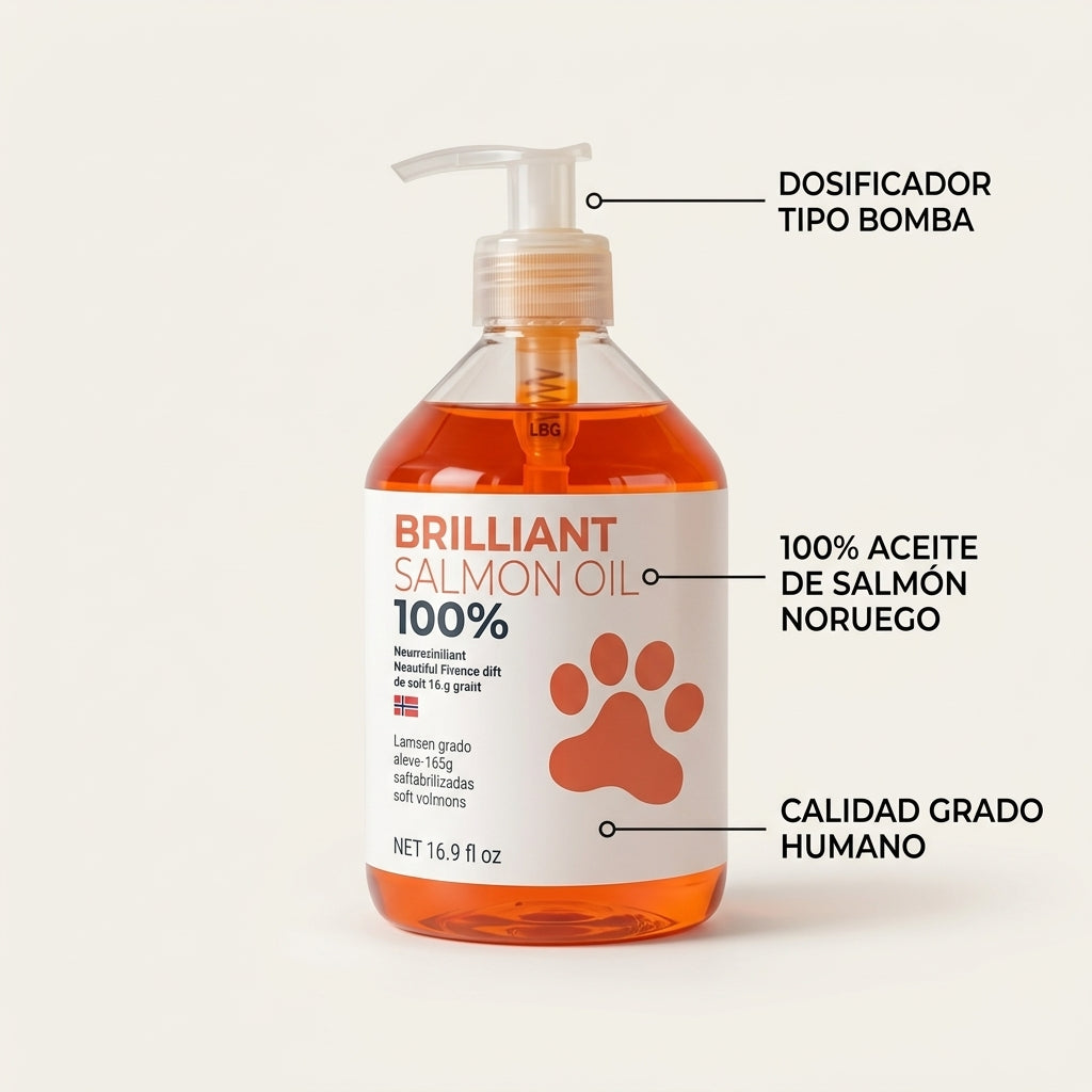 Aceite de Salmón para Perros y Gatos — Pelaje Brillante, 500 ml