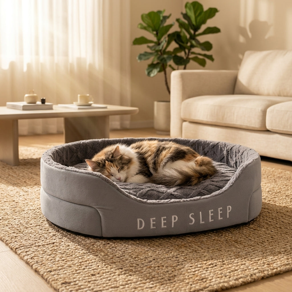 Cama Acolchada para Gatos y Perros — Funda Extraíble y Lavable