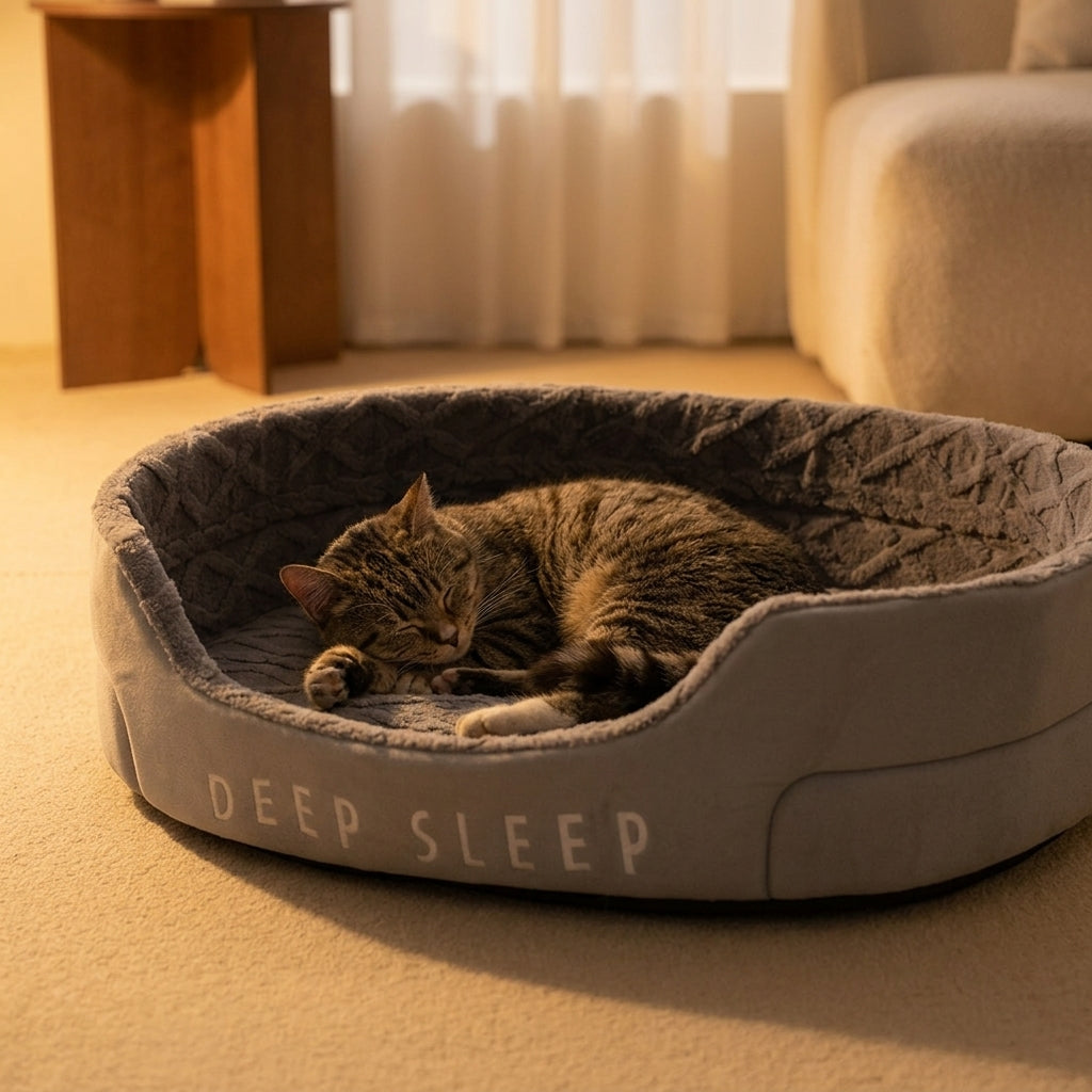 Cama Acolchada para Gatos y Perros — Funda Extraíble y Lavable