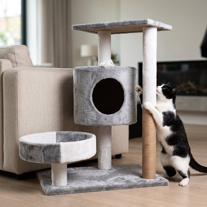 Árbol Rascador para Gatos con Nido de Peluche