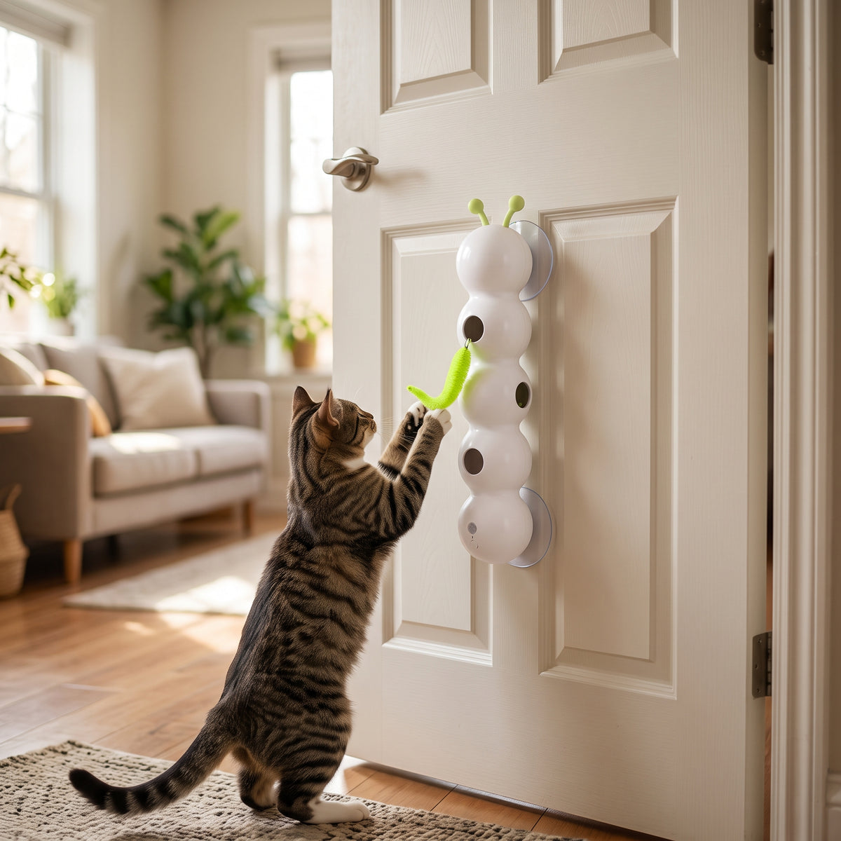 Juguete Interactivo de Gusano con Ventosa para Gatos — Pared o Ventana