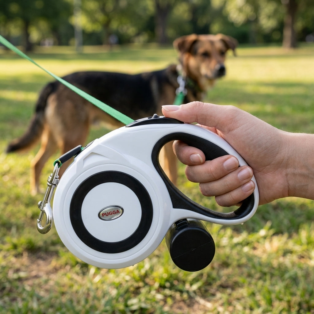 Correa Retráctil para Perros — 5 m Plana u 8 m Redonda, con Freno