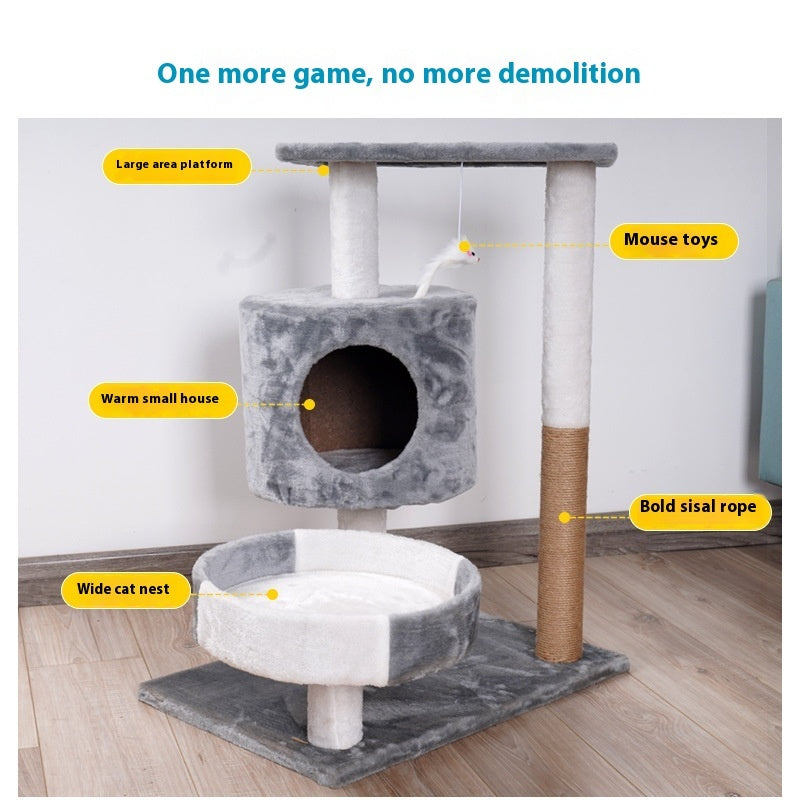 Detalle de la zona rascadora del árbol para gatos