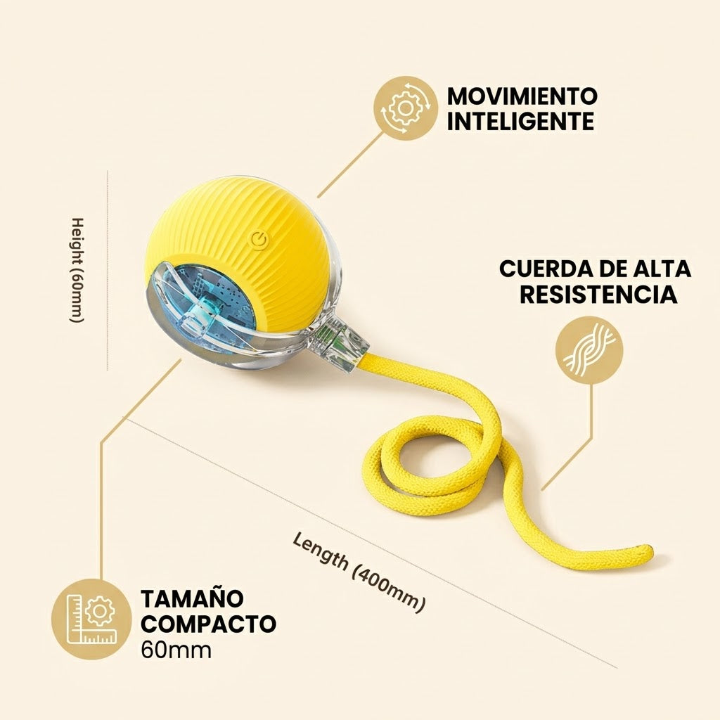 Pelota Interactiva Automática para Gatos y Perros — Velocidad Ajustable
