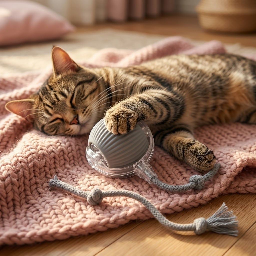 Pelota Interactiva Automática para Gatos y Perros — Velocidad Ajustable